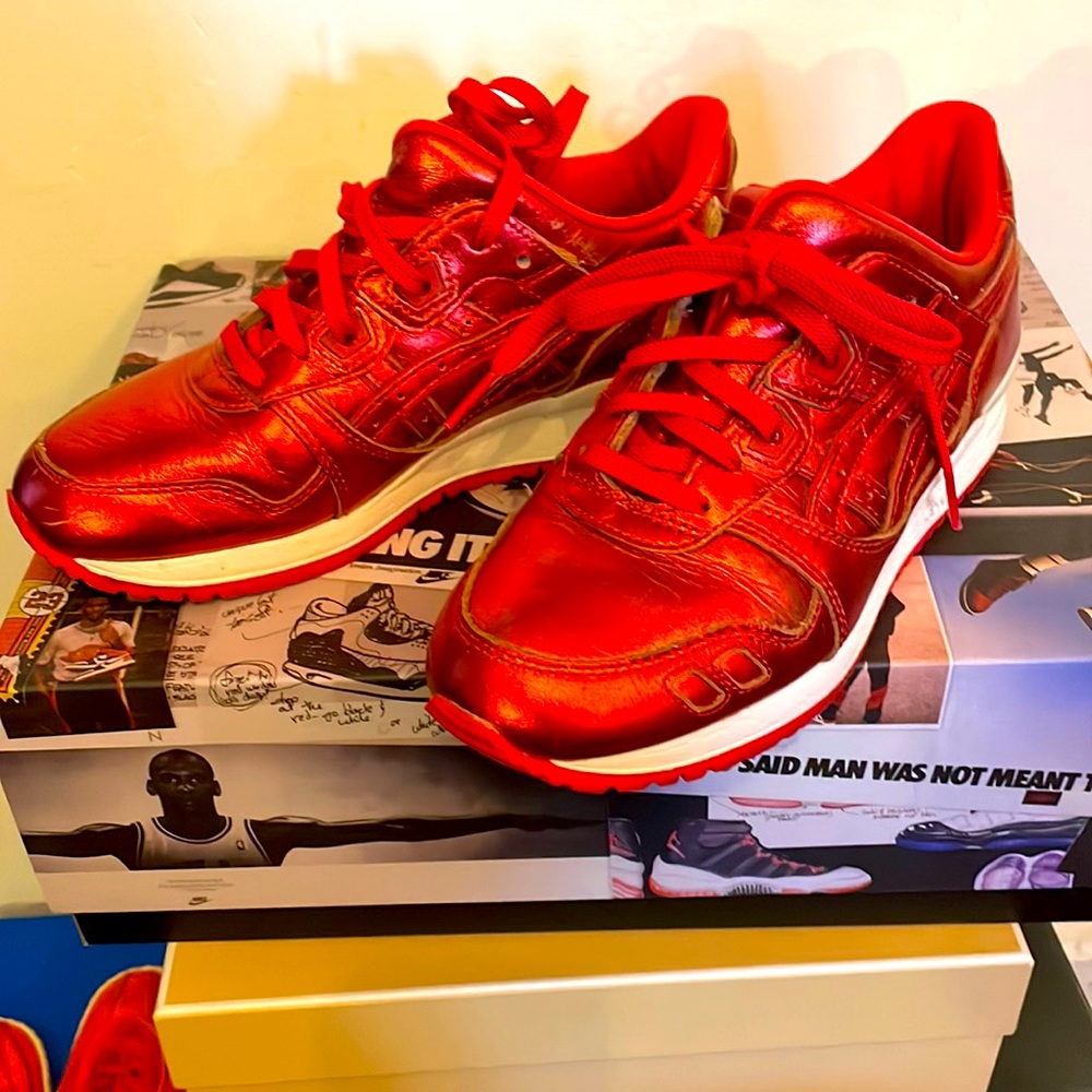 Metallic Red ASICS Gel Lyte III (women’s 5.5)